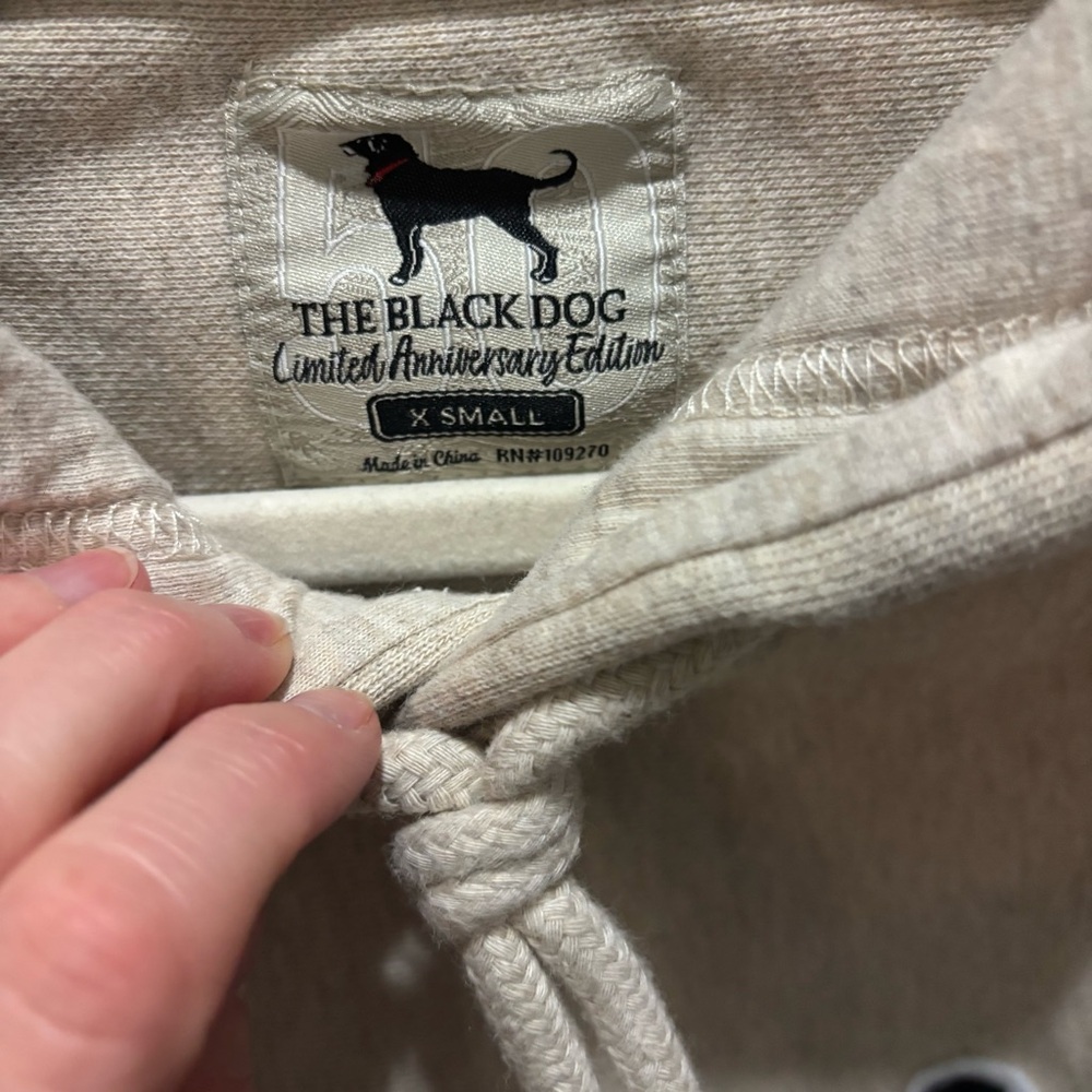 The Black Dog Cream Hoodie with Black Emblem - Picture 6 of 7